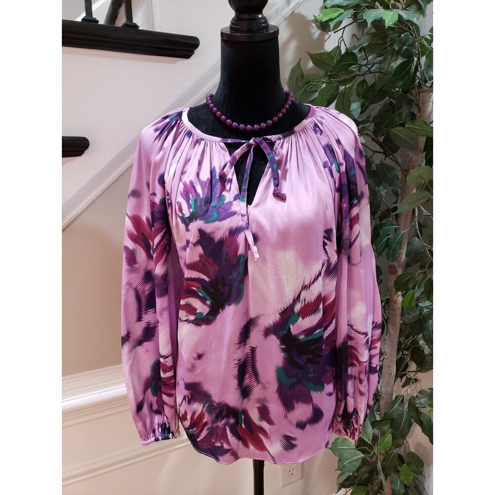 Jennifer Lopez Women's Purple Polyester Round Neck Long Sleeve Top Blouse Size M